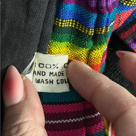 Vintage Handmade Guatemalan Serape Colorful Striped Patchwork Jacket - Picture 2 of 7